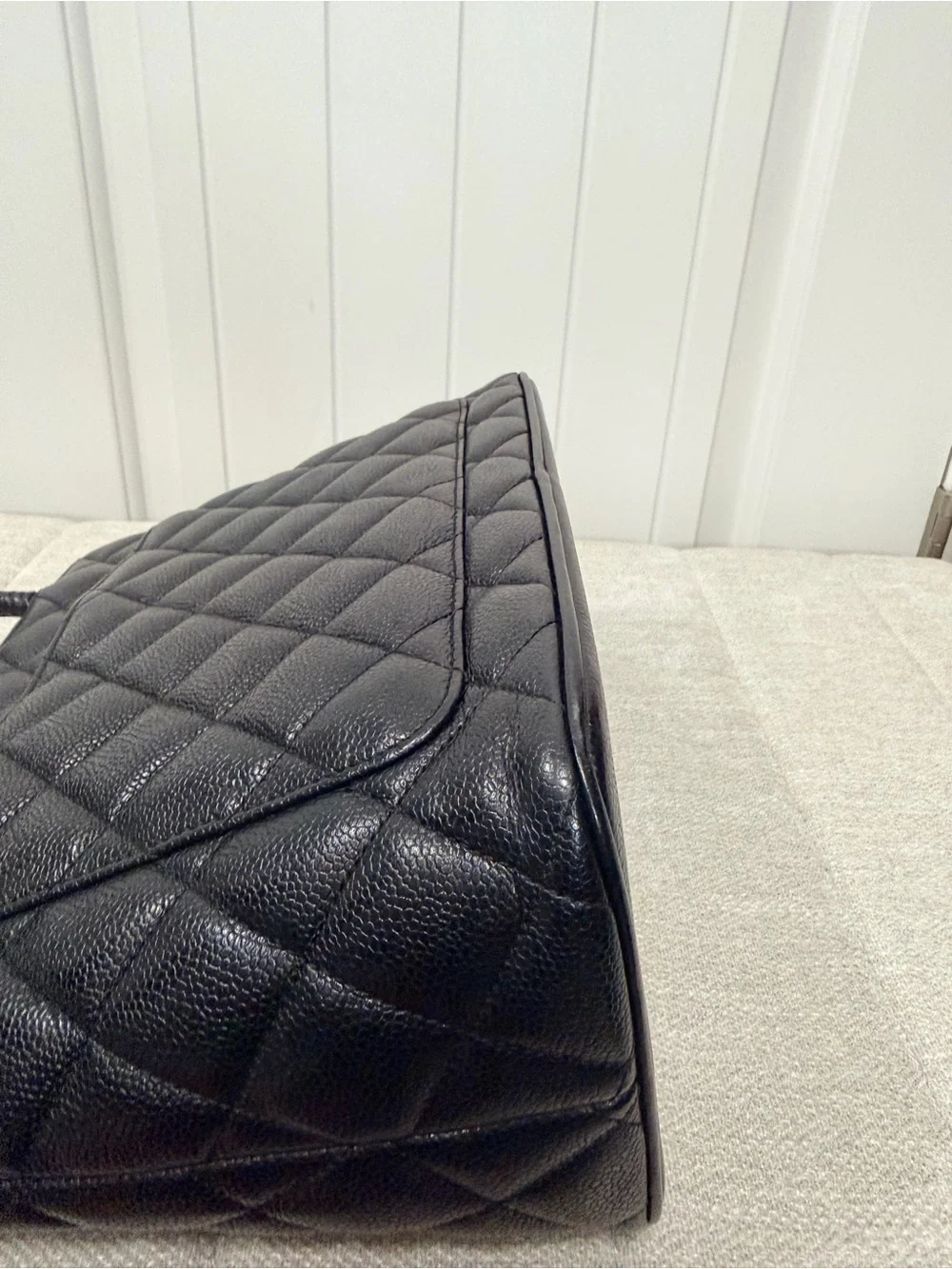 Vintage CHANEL Black Quilted Caviar Medallion Tote 24K gold-plated hardware